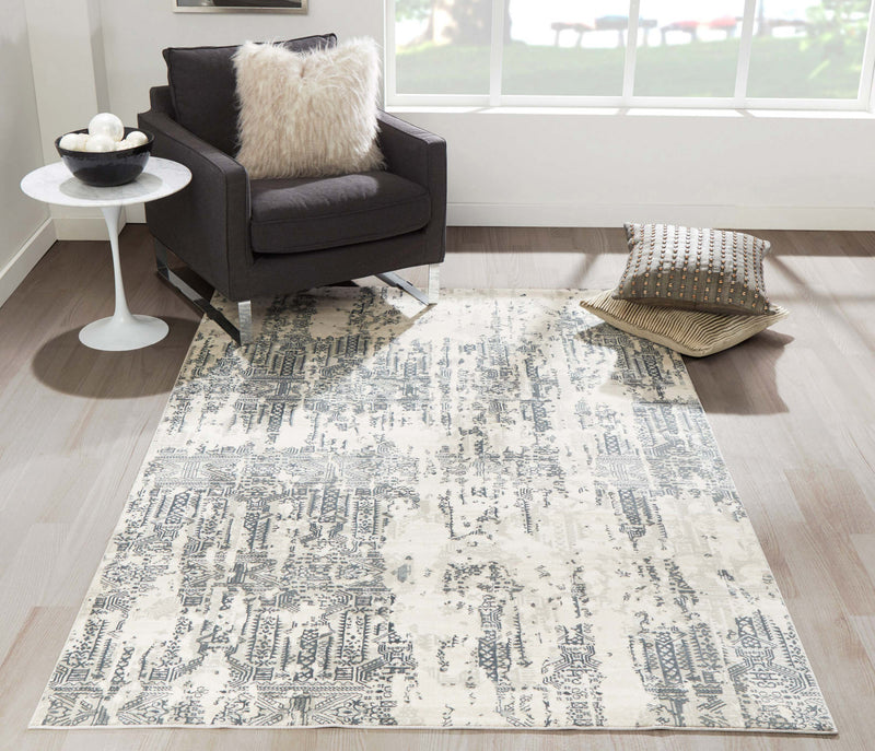 Claudia Traditional 7'9\" x 9'10\" Area Rug in Grey Indoor Area Rug
