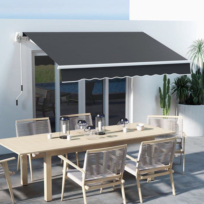 Outsunny 10' X 8' Retractable Awning With Led Lights, Uv40+, Dark Grey