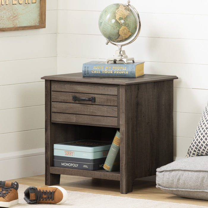 Ulysses 1-Drawer Nightstand - End Table with Storage Fall Oak - South Shore