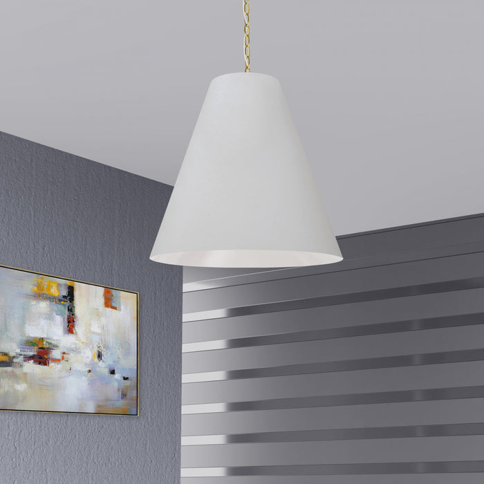 Dainolite Anaya 1 Light Pendant Large Aged Brass White Shade Lamp