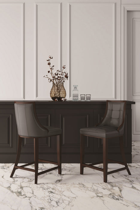Fifth Avenue Traditional Wood Upholstered Counter Stool in Graphite - Set of 3
