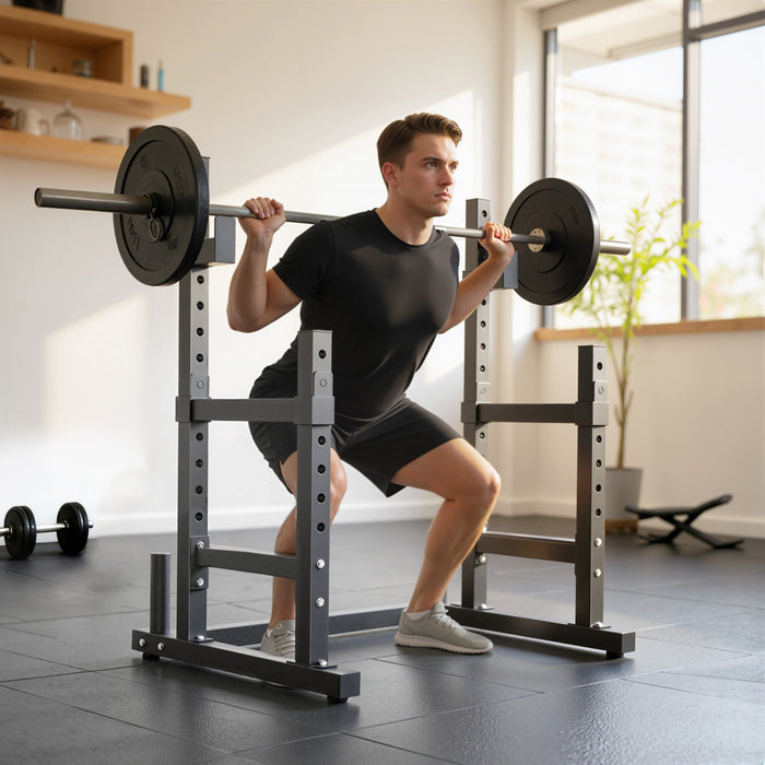Soozier Adjustable Squat Rack, 660lbs Multi-Function Barbell Rack, Black