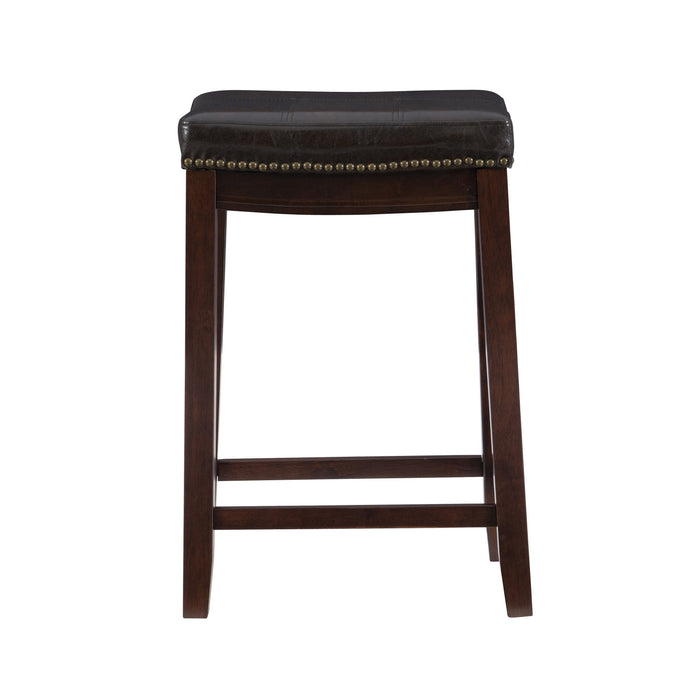 Claridge Faux Leather Backless Counter-Height Stool - Brown