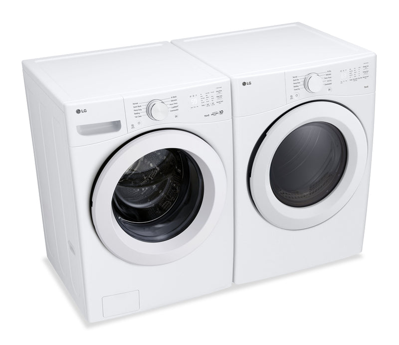LG 4.5 Cu. Ft. Ultra Large Front Load Washer and 7.4 Cu. Ft. Electric Dryer with AI Sensor Dry® – White