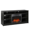 Ameriwood Home Hendrix 55\" TV Stand with Electric Fireplace Insert and Shelves - Black Oak