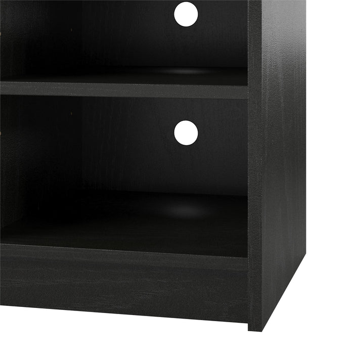 Ameriwood Home Hendrix 55\" TV Stand with Electric Fireplace Insert and Shelves - Black Oak
