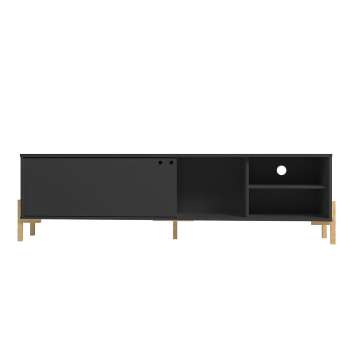 Manhattan Comfort Bowery 72.83\" TV Stand with 4 Shelves - Black Oak