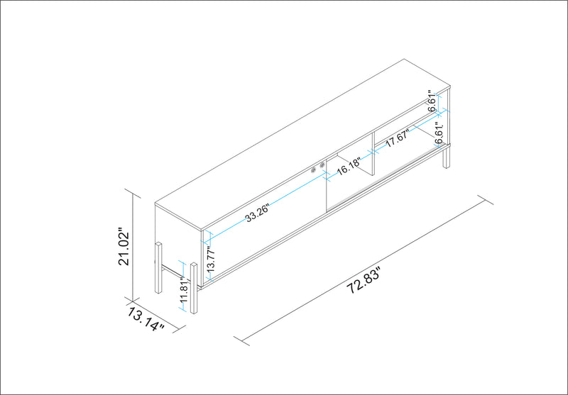 Manhattan Comfort Bowery 72.83\" TV Stand with 4 Shelves - Black Oak