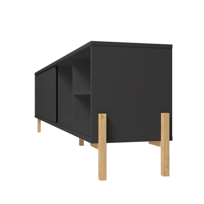 Manhattan Comfort Bowery 72.83\" TV Stand with 4 Shelves - Black Oak