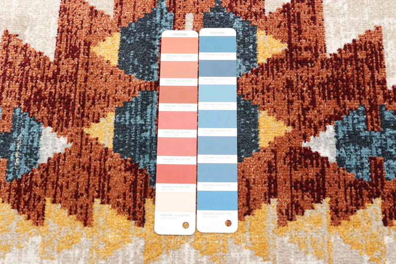 Mosaic Taupe/Copper Machine Washable Area Rug - 6'0\" x 9'0\"