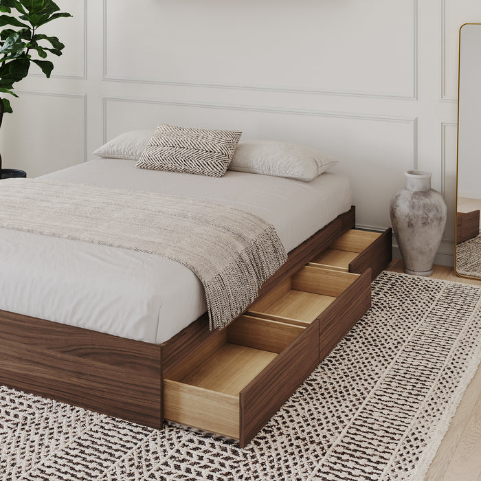 Nordika Full Storage Platform Bed - Walnut