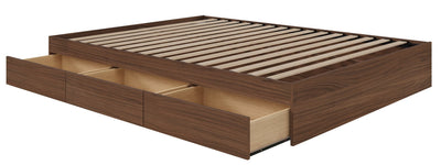 Nordika Queen Storage Platform Bed - Walnut | Grand lit plateforme Nordika avec rangement - noyer | D08H3IN5