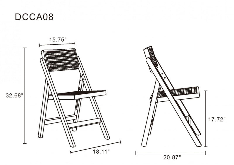 Pullman Industry Chic Wood Folding Chair in Natural - Set of 4 Dining Chair