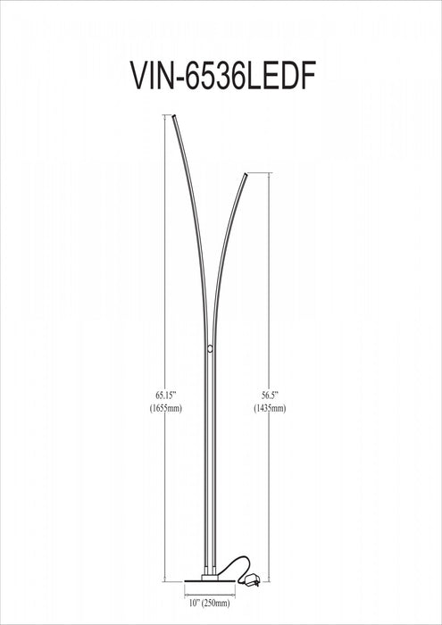 Dainolite Vincent Floor Lamp 34w Matte White White Silicone Diffuser