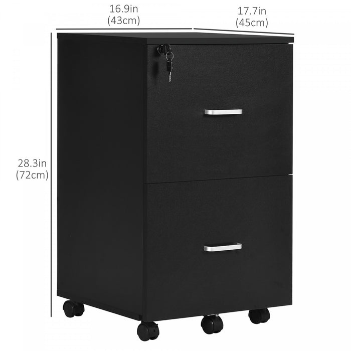 Vinsetto 2-drawer Mobile Office File Cabinet With Lock