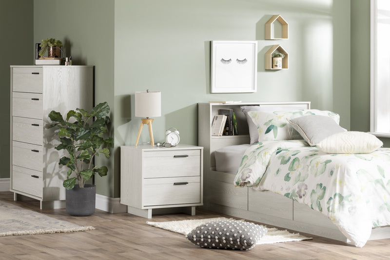 Fynn 2-Drawer Nightstand - End Table with Storage Winter Oak - South Shore