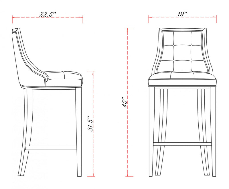 Fifth Avenue Traditional Wood Upholstered Barstool in Graphite - Set of 2
