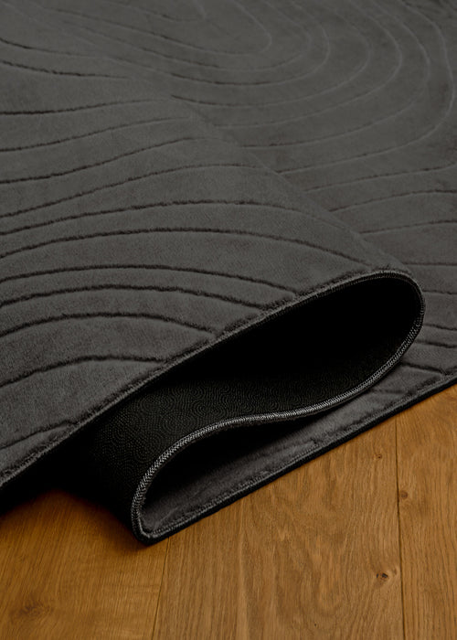 Somos Contemporary Charcoal Washable Rug 8'0\" x 10'0\" Indoor Area Rug