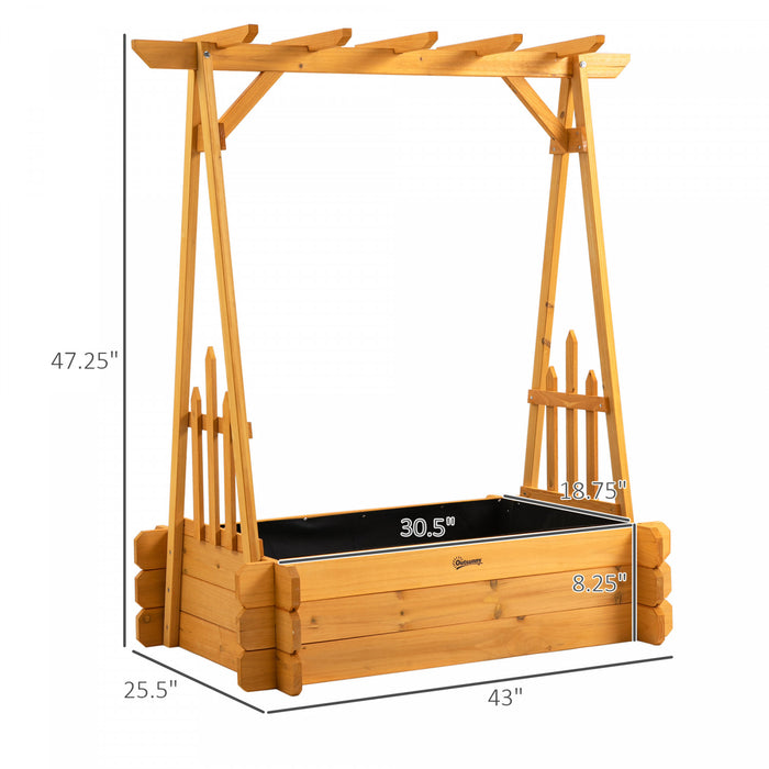 Outsunny 43\" X 26\" X 47'' Raised Garden Bed With Arbor Arch Trellis For Various Climbing Plant, Outdoor Garden Box For Vegetables, Herbs, Flowers