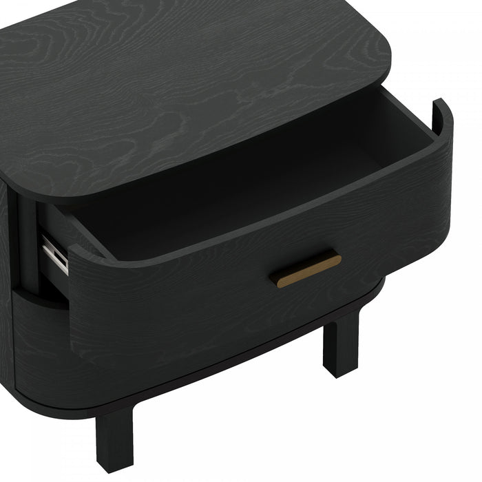 Solara Contemporary 30\" Solid Wood Nightstand in Black (2-Drawer)