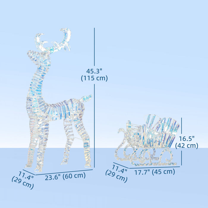 Outsunny Lighted Christmas Reindeer with Sleigh, Waterproof Holiday Decor