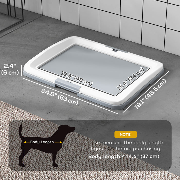 PawHut Pee Pad Holder, Dog Potty Tray for Indoor Outdoor, 25\" x 19\" Easy to Clean Dog Training Toilet Pee Pad Tray, Grey