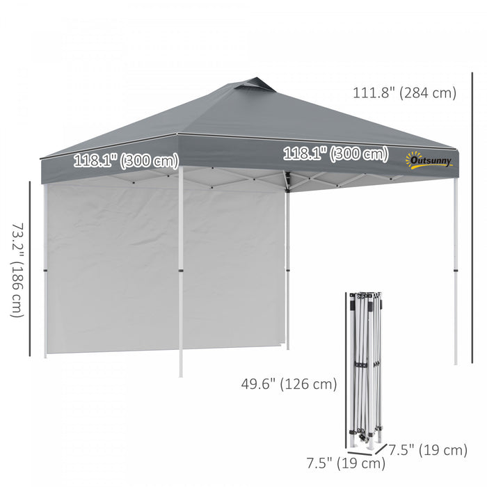 Outsunny 10' X 10' Pop Up Canopy Tent With Sidewall And Bag, Grey