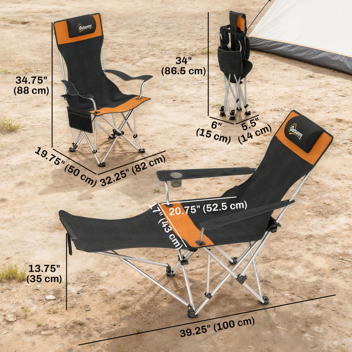 Outsunny Set of 2 Reclining Camping Chair, Folding Camp Chair, Orange