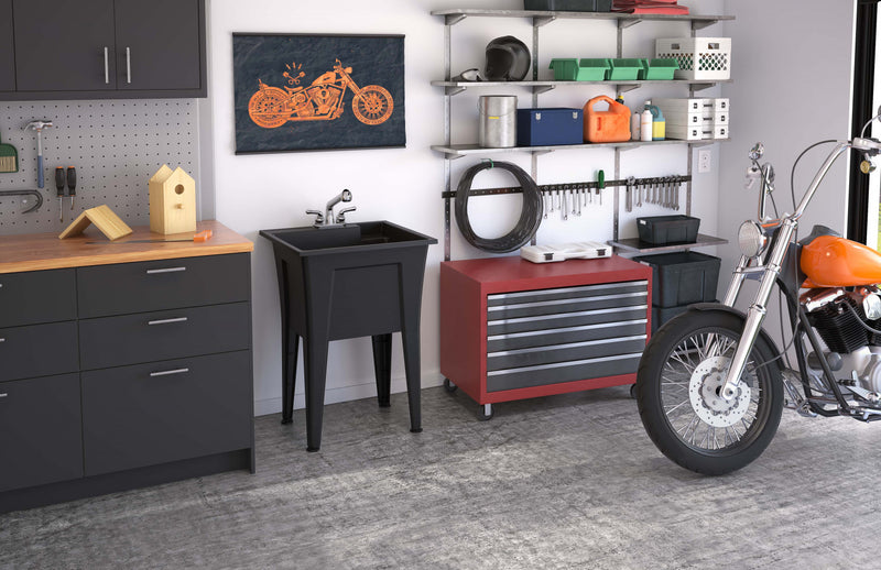 Palary Laundry Tub Accent Cabinet - Black