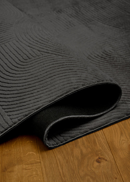 Elion Contemporary Charcoal Washable Rug 1'10\" x 6'0\" Indoor Area Rug