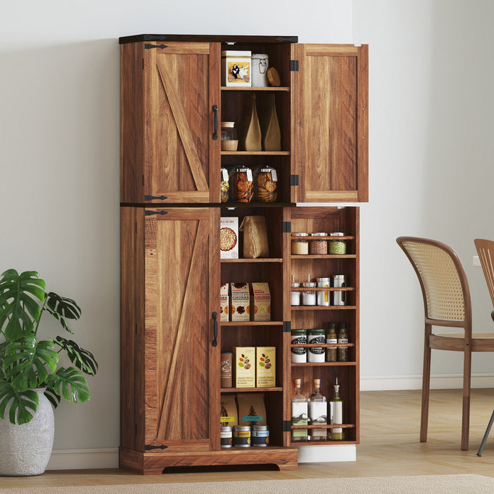 HOMCOM 64\" Kitchen Pantry Storage Cabinet with Adjustable Shelves, Brown