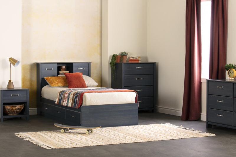 Ulysses Storage Bed And Bookcase Headboard Set Blueberry - South Shore