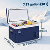 HOMCOM 12V Dual Zone Car Fridge, 32 Quart Portable Fridge Freezer with Inner LED Light, 12/24V DC and 100V-240V AC, for Campervan RV Boat Travel and Home Use, -4℉-68℉