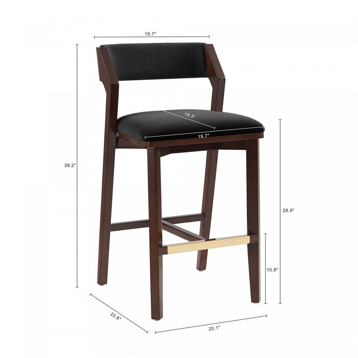 Patricia Modern Wood Upholstered Barstool in Black - Set of 2