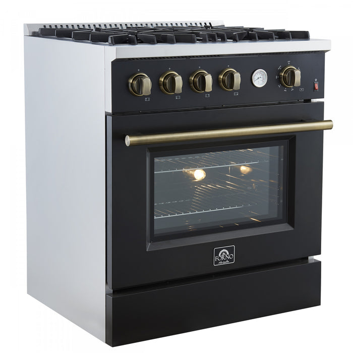 Forno Marco 30-inch Gas Range Black ,4.32 cu.ft - FFSGS6277-30BLK