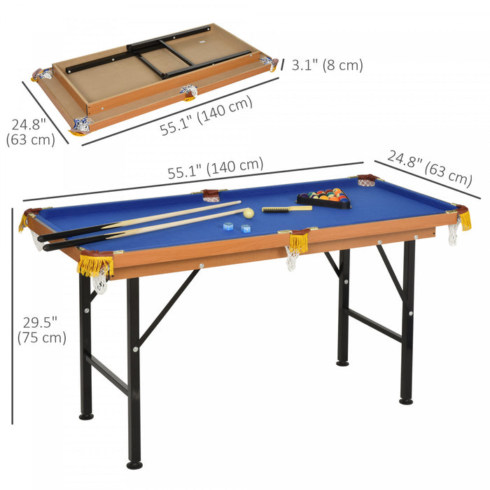Soozier 55\" Portable Mini Billiard Table, Foldable Pool Table, Blue
