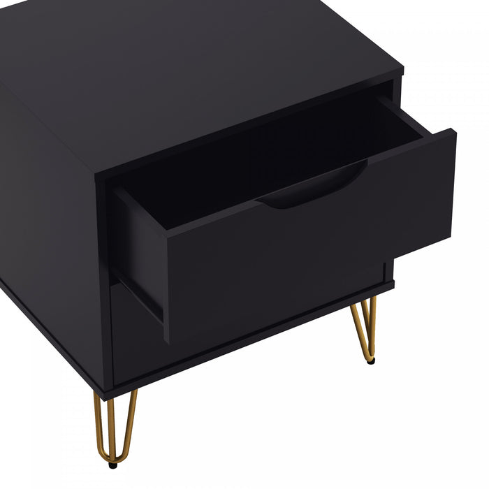 Avira Mid-Century Modern 20\" Nightstand in Black (2-Drawer)