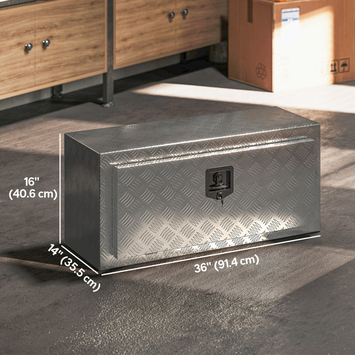 HOMCOM Heavy Duty Aluminum Underbody Truck Tool Box, 36 Inch Tool Box Chest