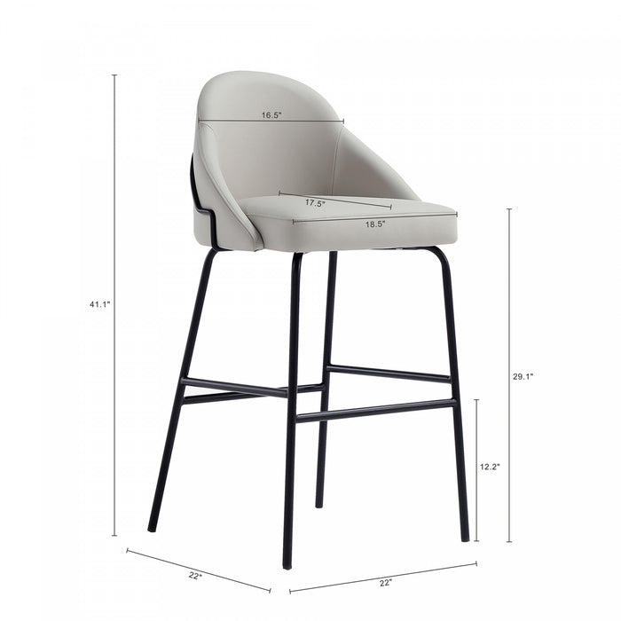 Gracie Modern Metal Upholstered Barstool in Stone Gray and Black - Set of 3