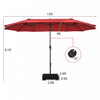 Costway 15FT Double-Sided Twin Patio Umbrella Sun Shade Outdoor Crank Market Base Wine