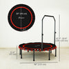 Soozier 48" Foldable Rebounder Trampoline for Adult, Mini Trampoline Indoor with 5-Level Adjustable Handle, Quiet and Safe Bungee Rebounder