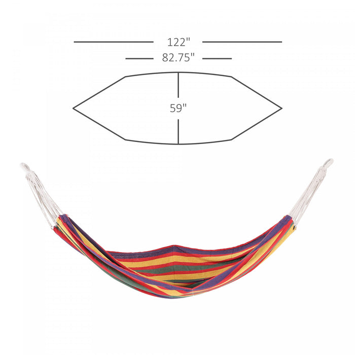 Outsunny 83\"x59\" Outdoor Hammock Bed Swing Chair, Patio Lounge Garden Camping Hiking Travel Hammock Only For Backyard, Garden, Mixed-red