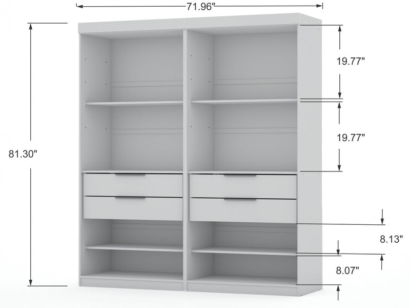 Mulberry Contemporary Modern 2-Piece Wardrobe Closet in White