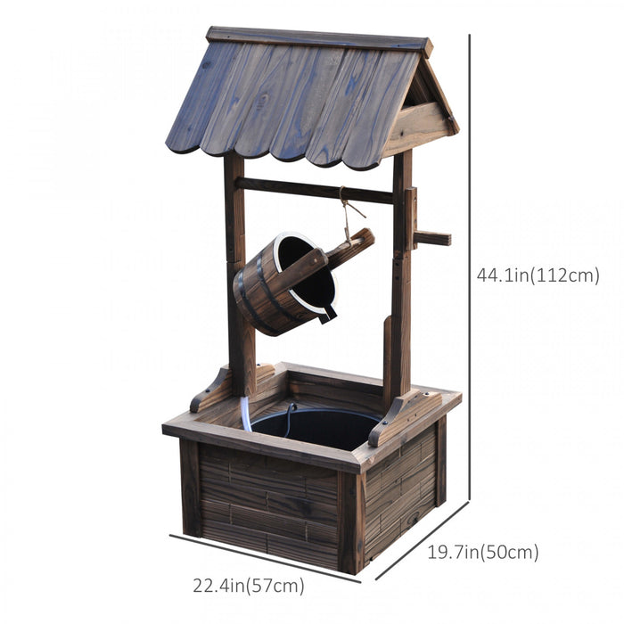 Outsunny Outdoor Wooden Waterfall Fountain With Electric Pump, Carbonized