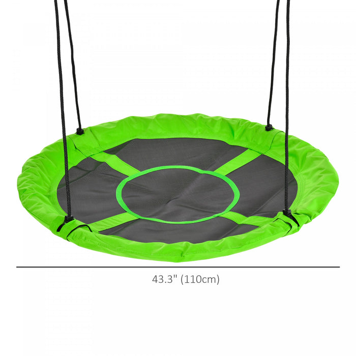 Outsunny 43.25\" Saucer Swing Giant Hanging Tree Swing, Nest Web Rope Seat, Adjustable Hanging Ropes for Indoor Outdoor Children 3-12 Years Old, Green