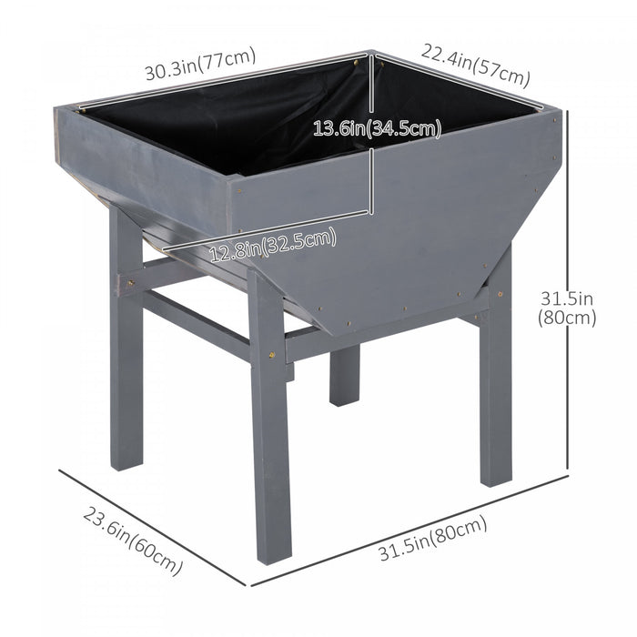 Outsunny Elevated Planter Box With Legs Wood Raised Garden Bed With Non-woven Fabric, Elevated Planting Box, Outdoor Vegetable Flower Container, Grey