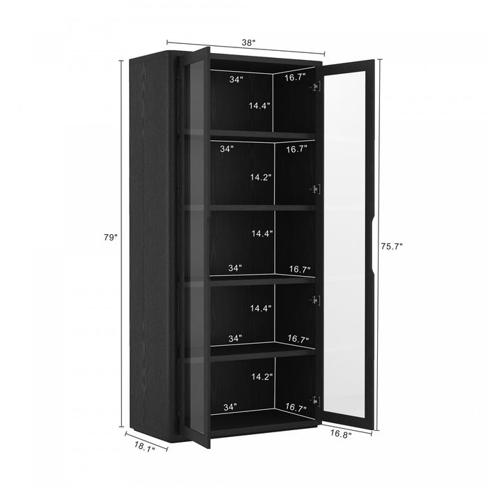 Rivington Modern 38\" Bookcase Cabinet in Black - Set of 2