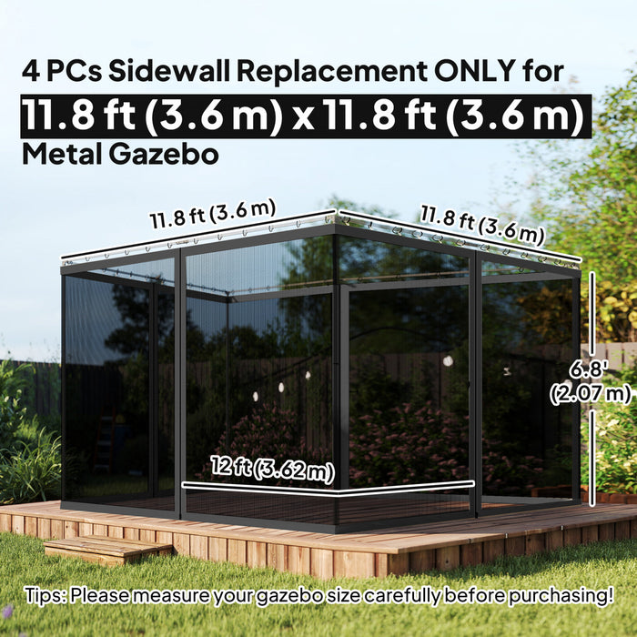 Outsunny 12' x 12' Gazebo Replacement Mosquito Netting Screen Walls, Black