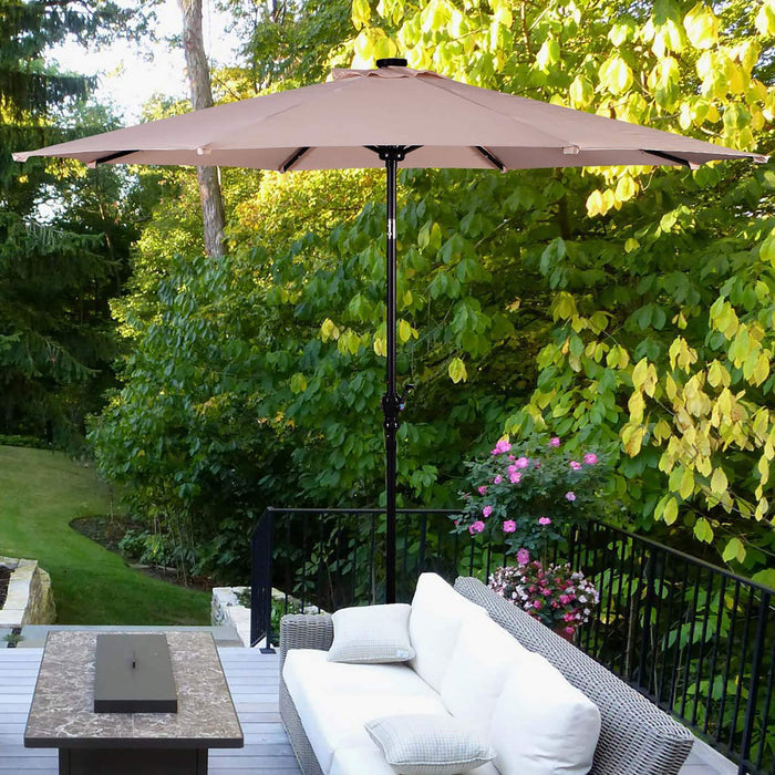 Costway 10ft Solar Lights Patio Umbrella Outdoor W/ 36 LBS Steel Umbrella Stand