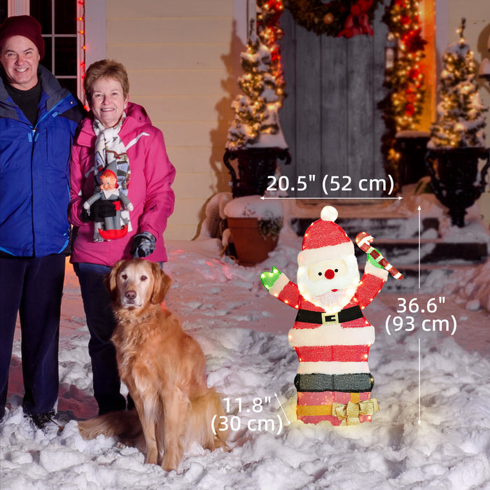 Outsunny 3ft Lighted Santa Claus, Christmas Decoration for Indoor Outdoor